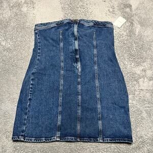 Forever 21 Lee Jean Dress Womens Plus 1X Blue Denim Mini Dress Strapless